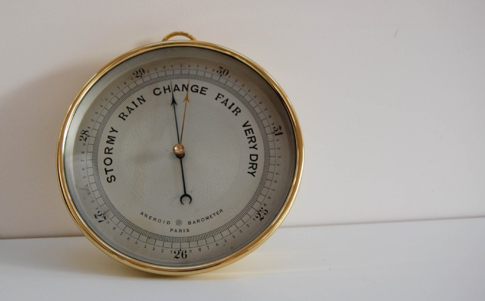 Late Victorian Aneroid Barometer with Eight Inch Dial by Guilbert & Cie Paris