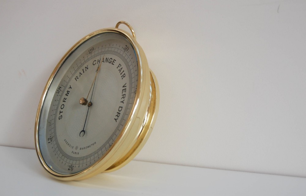 Late Victorian Aneroid Barometer with Eight Inch Dial by Guilbert & Cie Paris View II