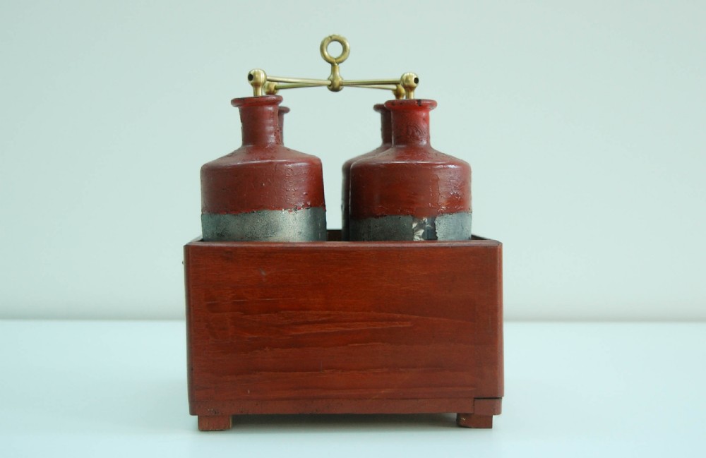 Early Nineteenth Century Battery of Four Leyden Jars in Original Pine Case View III