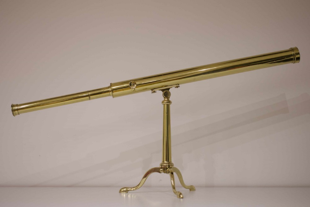 George III Period Library Telescope on Stand by Gilbert & Sons London