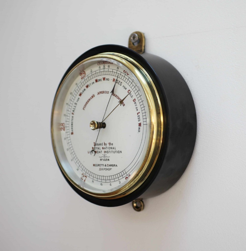 Victorian RNLI Fishermans Aneroid Barometer by Negretti & Zambra London - No 1694 View II