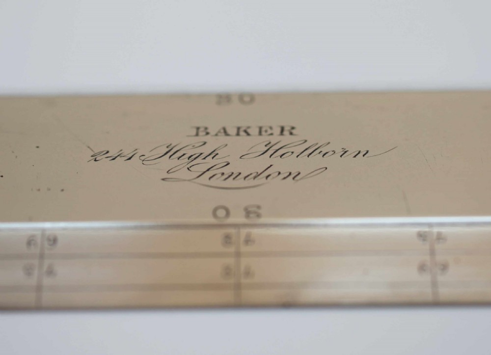 Mid Victorian Engineers Steel Rule by Charles Baker 244 High Holborn London View II