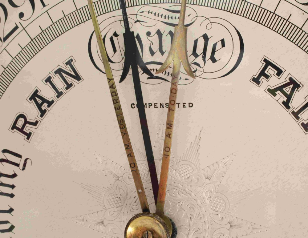 Large Victorian Public Display Aneroid Barometer in Oak Case by Negretti & Zambra London View X
