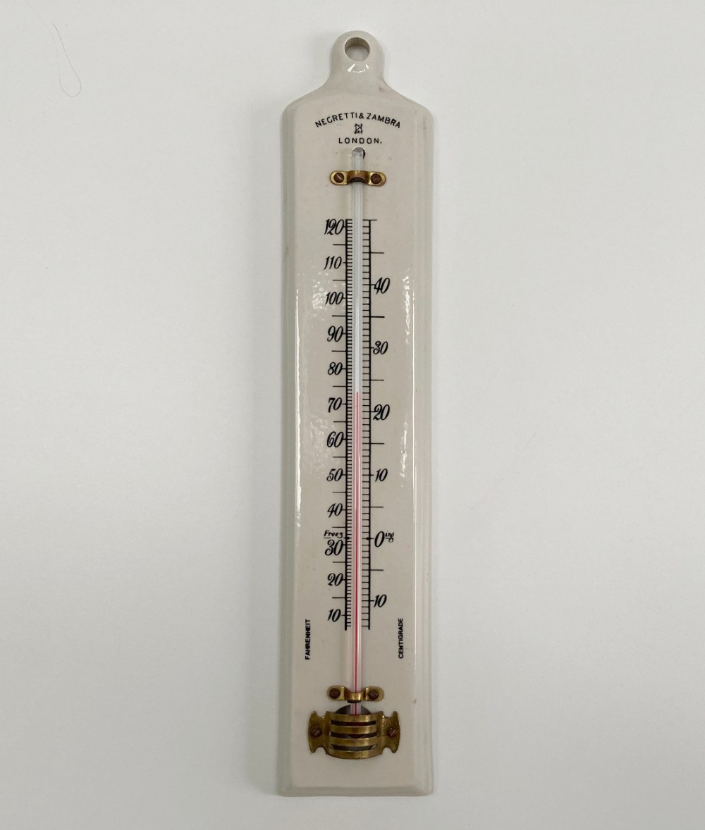 White Porcelain Wall Thermometer by Negretti & Zambra of London
