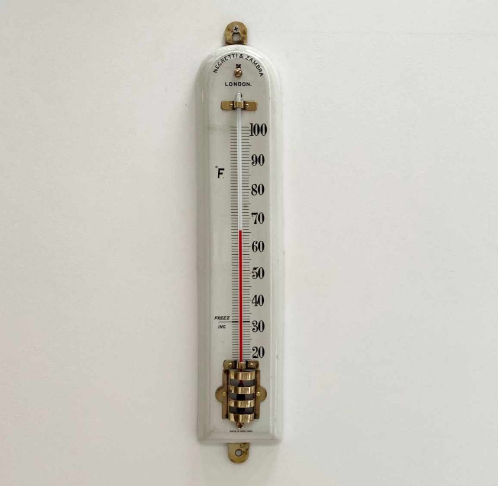 Victorian Large Scale Porcelain Thermometer by Negretti & Zambra London