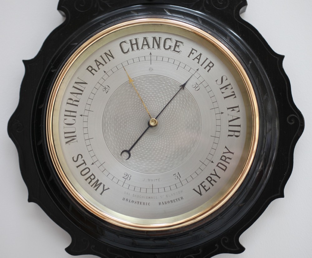 Scottish Aesthetic Movement Aneroid Wheel Barometer by James White of Glasgow View III