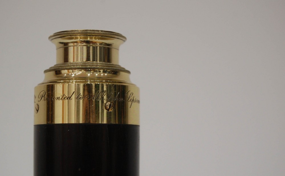 Victorian Three Draw Telescope by William Dixey Engraved with an Edward Dixey Dedication View VI