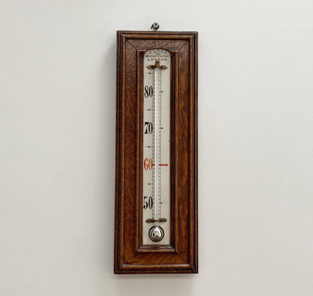 Large Victorian Porcelain scale Wall Thermometer by Joseph Long of Eastcheap London