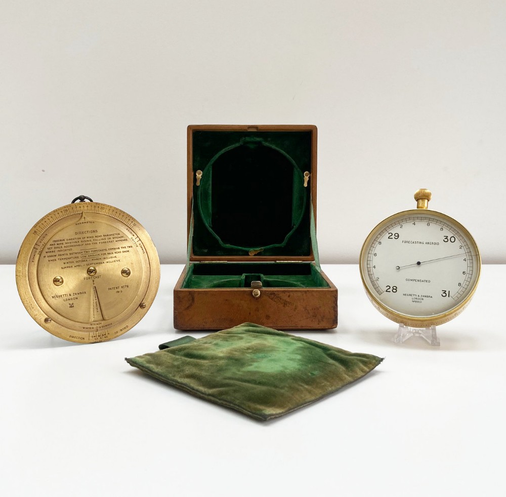 Leather Cased Forecasting Aneroid Barometer with Forecaster by Negretti & Zambra