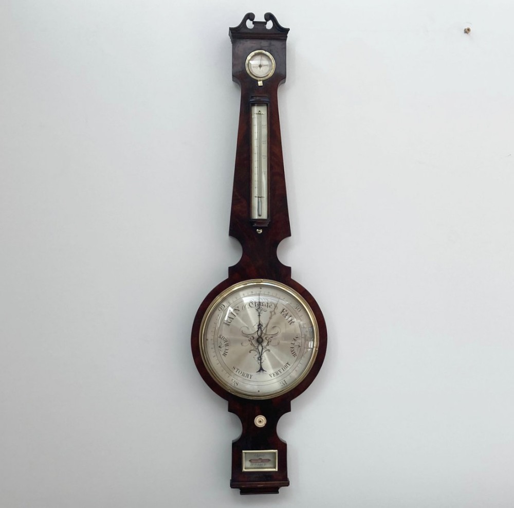 William IV Flame Mahogany Wheel Barometer by James Jeffery London