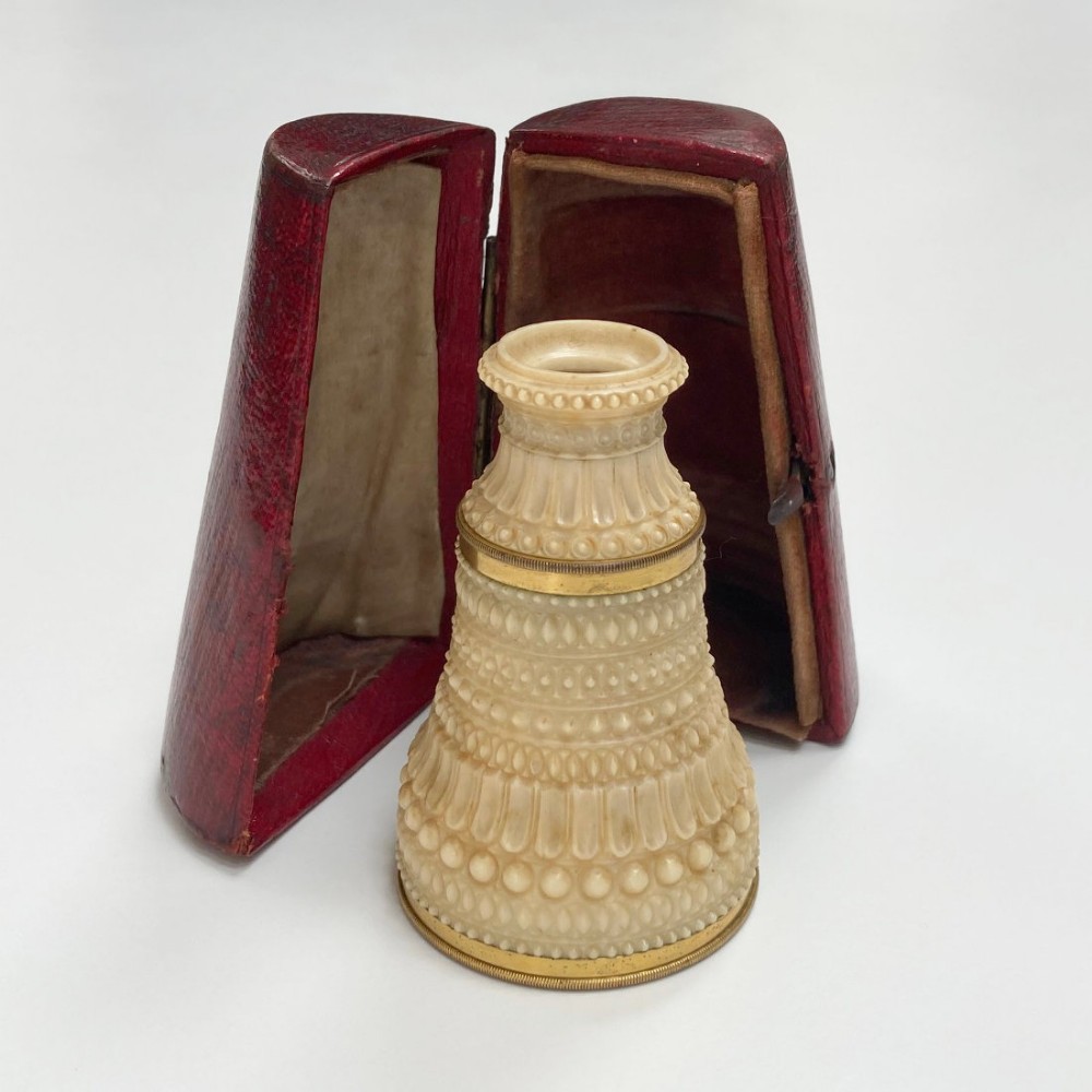 Carved Ivory Monocular with Morocco Leather Case by Abraham of Bath