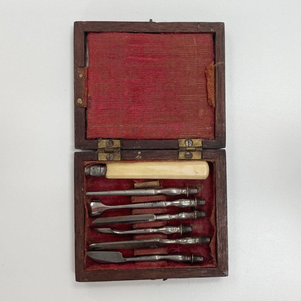 Georgian Mahogany Cased Set of Dental Scalers