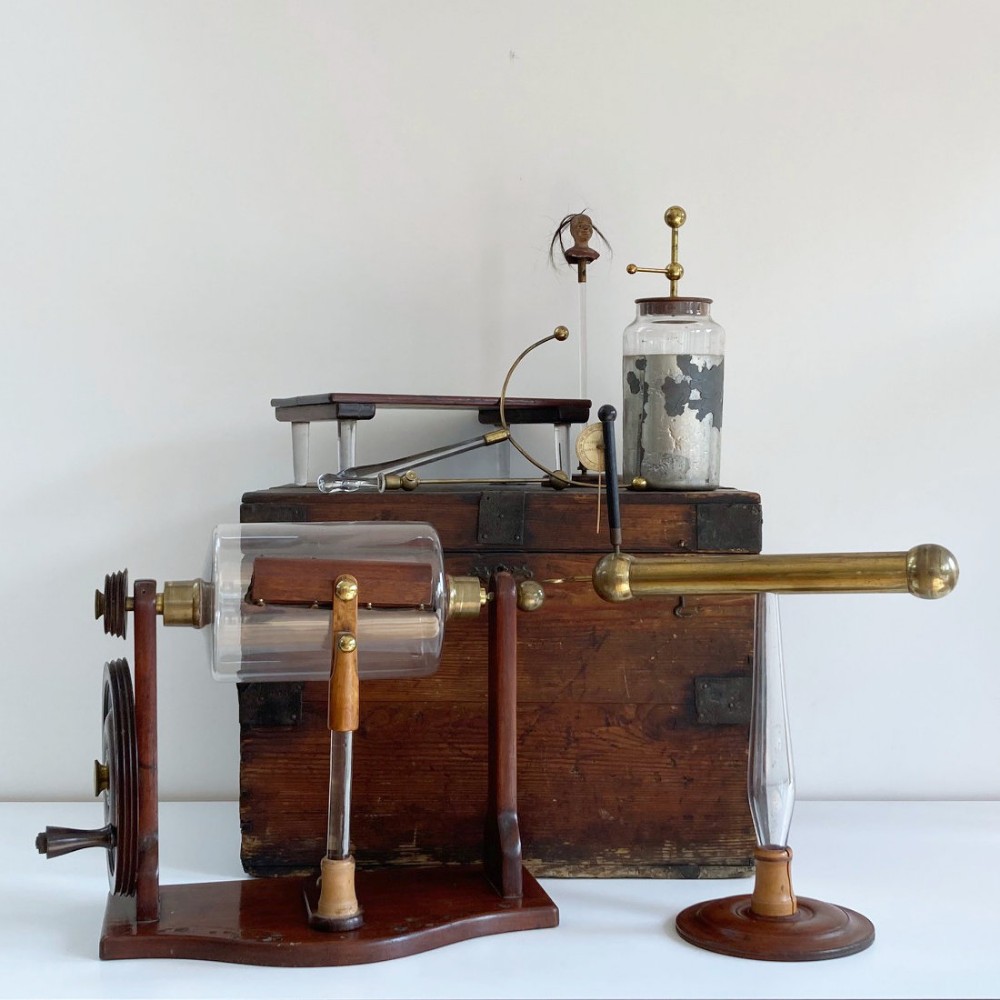 Cased Nairne Pattern Electrostatic Machine with Accessories by George Adams of London