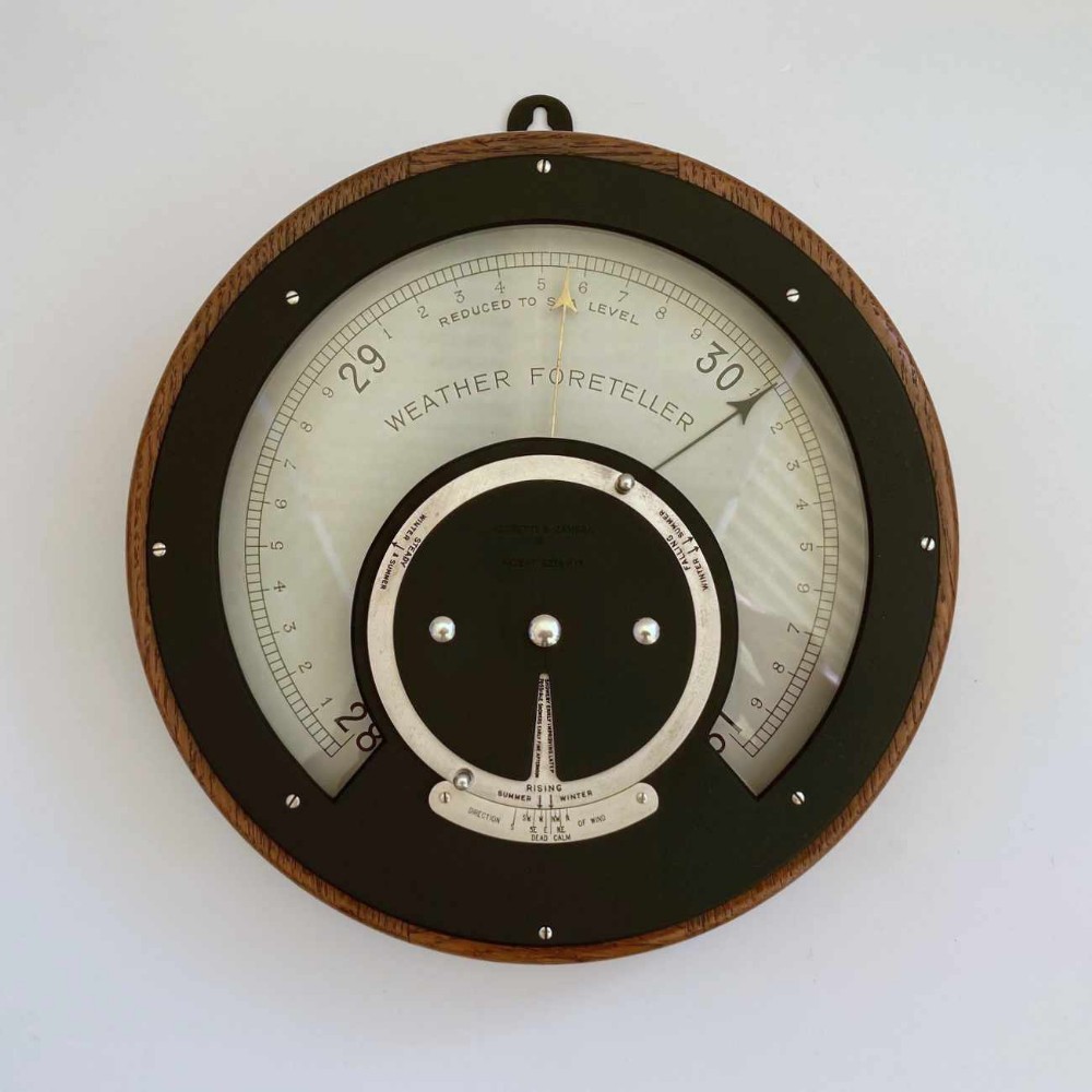 Early Twentieth Century Weather Foreteller Aneroid Barometer by Negretti & Zambra