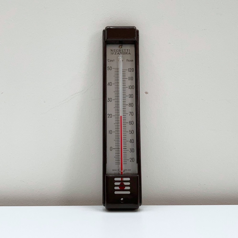 Art Deco Brown Bakelite Wall Thermometer by Negretti & Zambra London