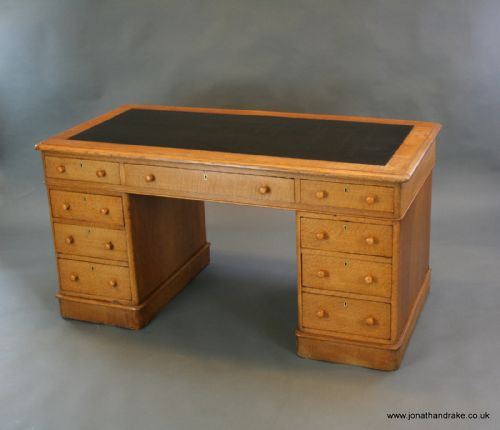 Victorian Oak Pedestal Desk