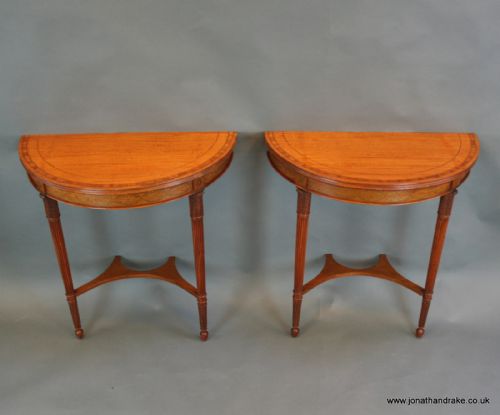A Pair of Edwardian Satinwood Console Pier Tables