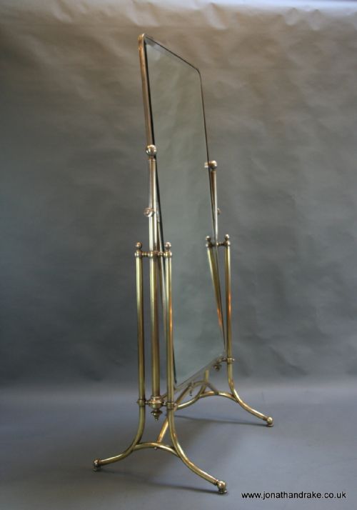 Cheval Mirror, Nineteenth Century Brass / Chrome