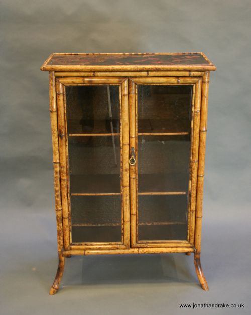 Victorian Bamboo Display Bookcase Cabinet