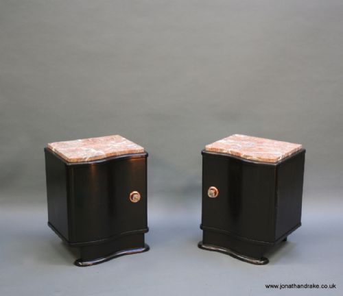 Art Deco Pair Bedside Table Cabinets