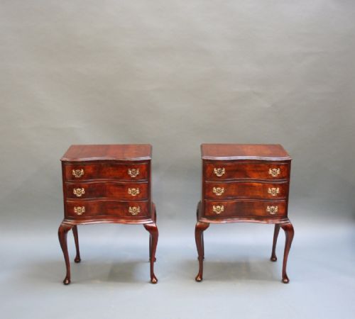 Pair Side Table Bedside Chests in the Queen Anne Taste