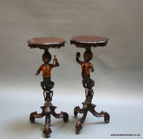 C19th Venetian Blackamoor Tables , a Pair