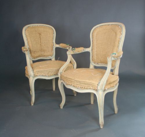 Pair of Painted Fauteuil