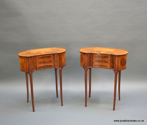 Pair Bedside Tables, Queen Anne Taste