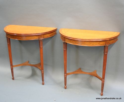 A Pair of Edwardian Satinwood Console Pier Tables