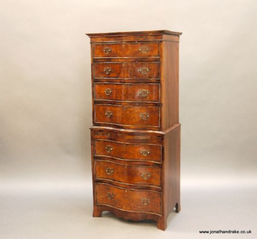 George 1 Style Walnut Chest on Chest Tallboy