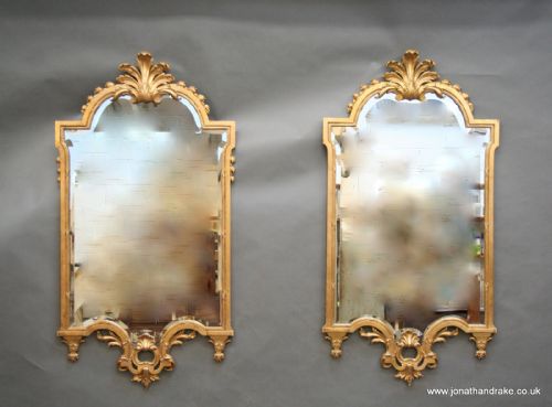 Pair French Gilt Metal Pier Mirrors