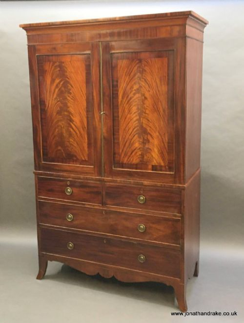 George 111 Mahogany Linen Press