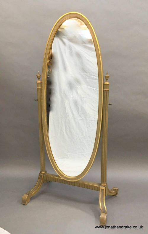 French Painted Cheval Mirror, Dated