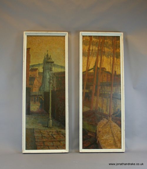 Hammersmith Bridge , Pair Oil on Boards