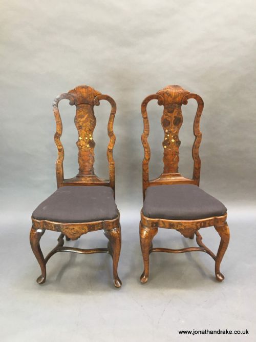 Pair C18th Dutch Marquetry Chairs