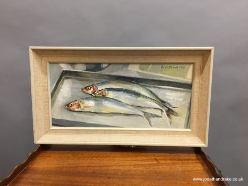 Oil on Canvas Still Life Mackerel