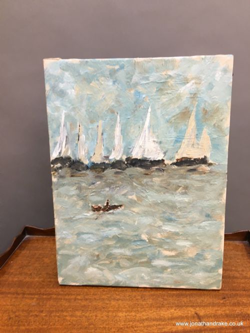 Oil on Canvas - Seascape with Boats