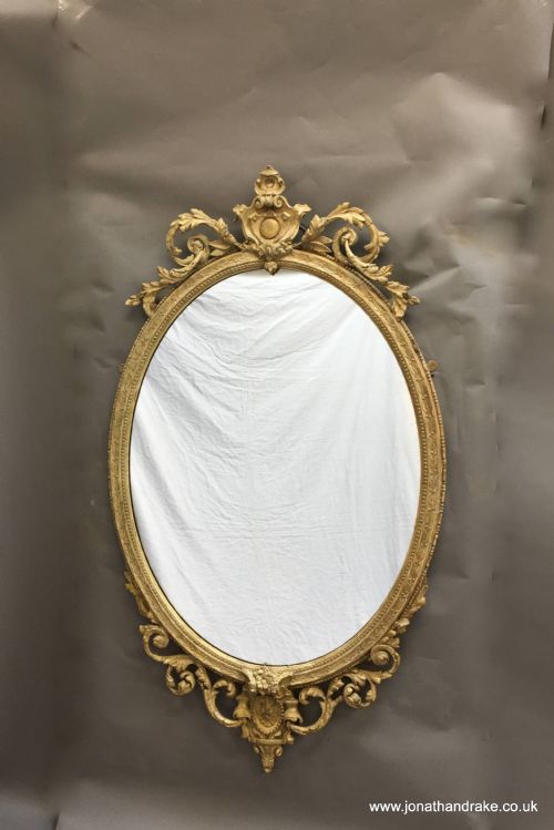C19th Ornate Oval Overmantle Mirror