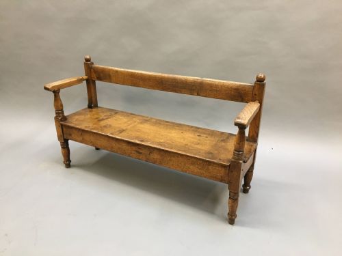 C19th Childrens Oak Hall Bench