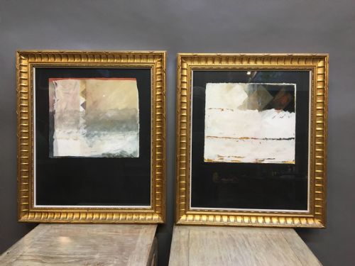 Pair Mid C20th Abstract Studies, Signed