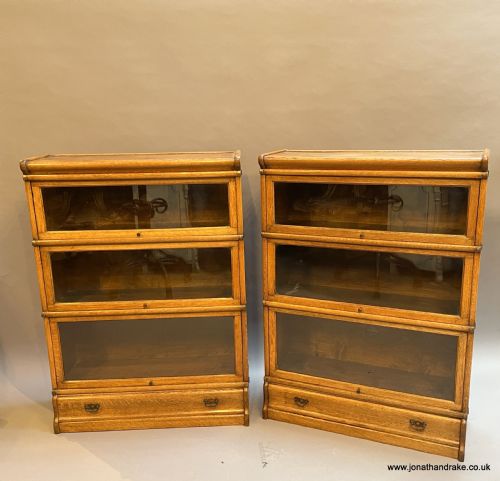 Pair Globe Wernicke Oak Bookcases
