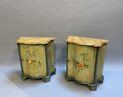 Pair Italian Painted Side Cabinets