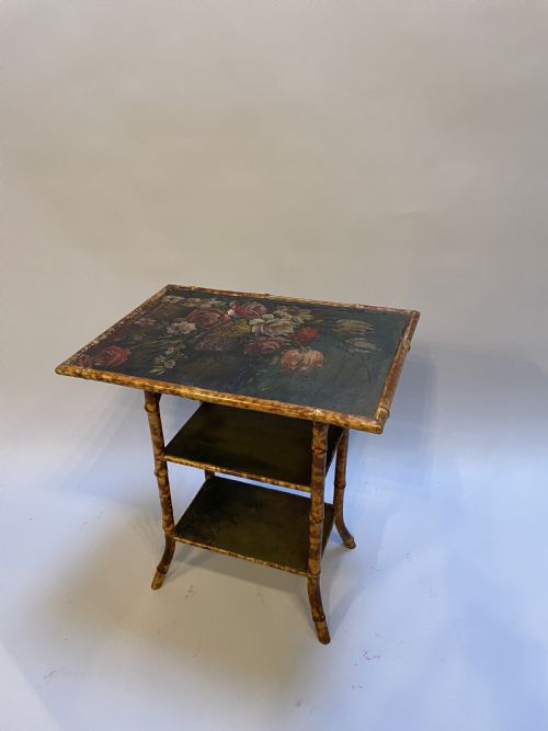 C19th Bamboo & Painted Side Table
