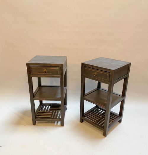 Pair Chinese Lacquered Side Tables