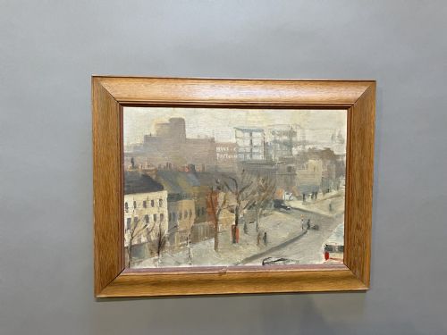 Early 20th Century Oil on Board of 'Urban Scene', Labelled