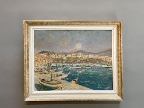 Oil on Board Harbour Scene , Labelled