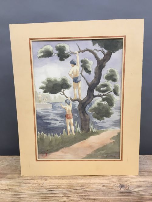 Watercolour "Bathers", by Joseph Smedley