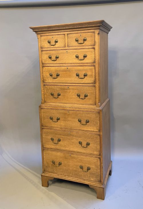 Narrow Oak Tallboy  Chest of Drawers