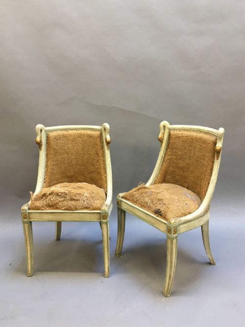 Pair of Empire French Painted Chairs