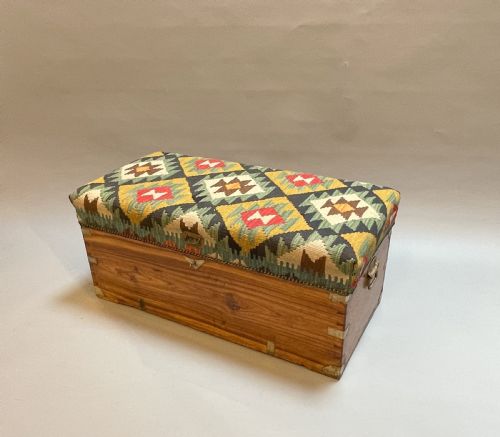 Campaign Camphor Trunk Upholstered